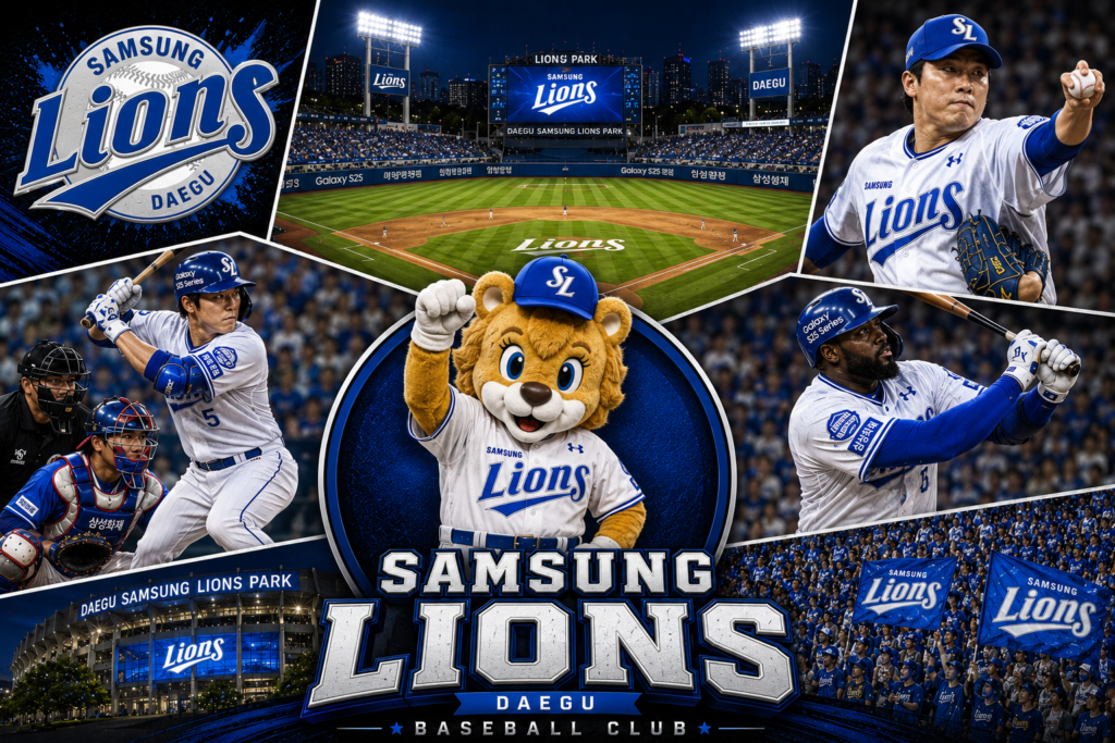Samsung Lions players, mascot and Daegu Samsung Lions Park for KBO picks and predictions